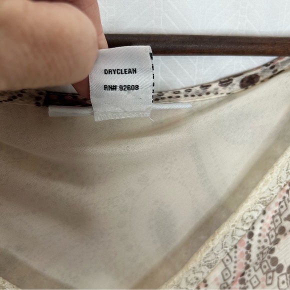 Luciano Dante silk midi dress 12 Y2K short sleeve summer casual babydoll cream - Picture 5 of 8